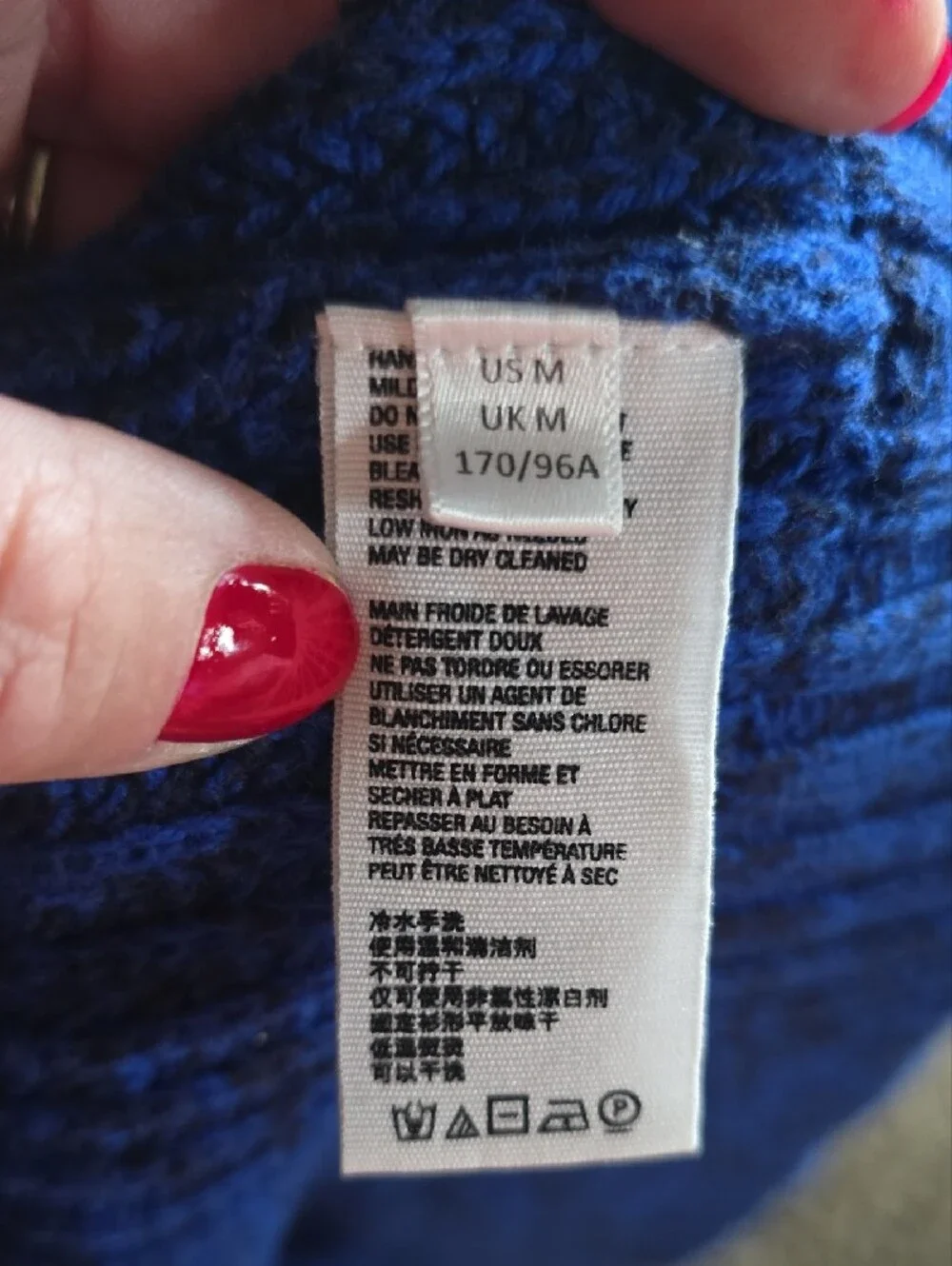 Free People Nightingale Cardi Sapphire Blue Oversized Cardigan M